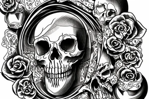 Hourglass representing life, and a skull in the bottom of it being covered in sand. tattoo idea