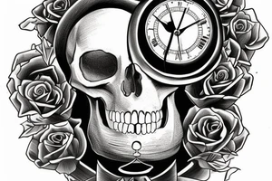 Hourglass represents life, and a skull in the bottom of the hourglass being covered in sand. tattoo idea