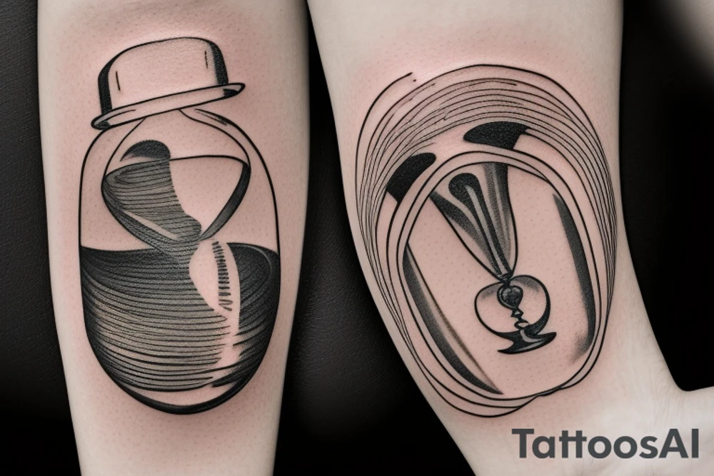 Hourglass represents life, and a skull in the bottom of the hourglass being covered in sand. tattoo idea