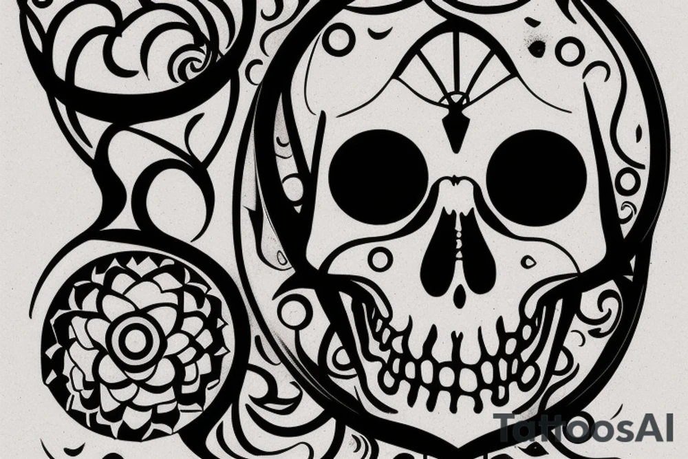 Hourglass represents life, and a skull in the bottom of the hourglass being covered in sand. tattoo idea