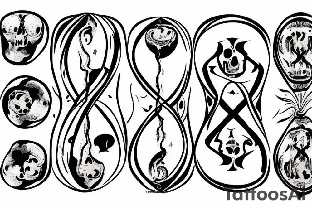 Hourglass represents life, and a skull in the bottom of the hourglass being covered in sand. tattoo idea
