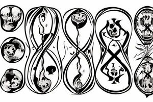 Hourglass represents life, and a skull in the bottom of the hourglass being covered in sand. tattoo idea