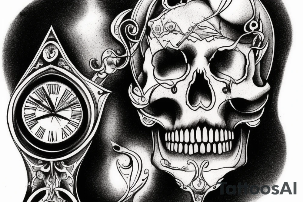 Hourglass represents life, and a skull in the bottom of the hourglass being covered in sand. tattoo idea