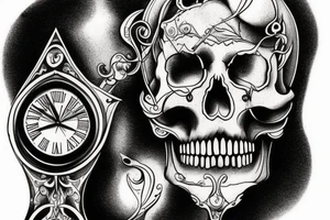 Hourglass represents life, and a skull in the bottom of the hourglass being covered in sand. tattoo idea
