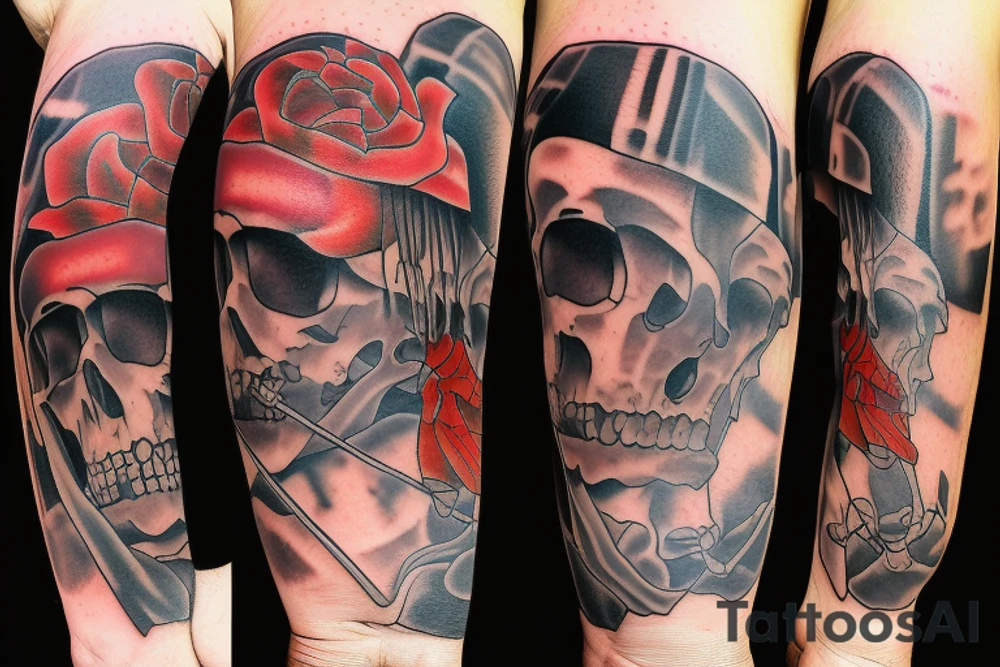 Death hugging a man tattoo idea
