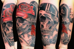 Death hugging a man tattoo idea