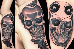 Death hugging a man tattoo idea