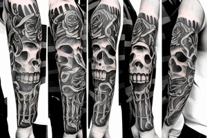 Skeleton hugging a man tattoo idea