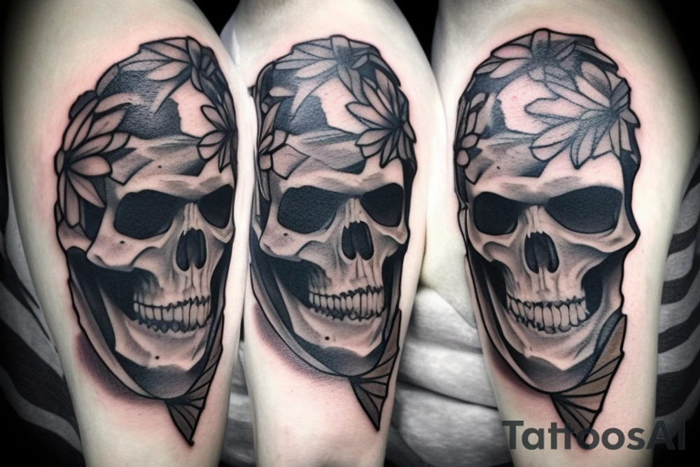 Skeleton hugging a man tattoo idea