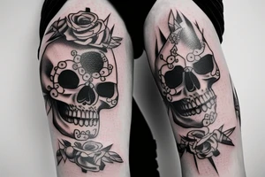 a happy skull tattoo idea