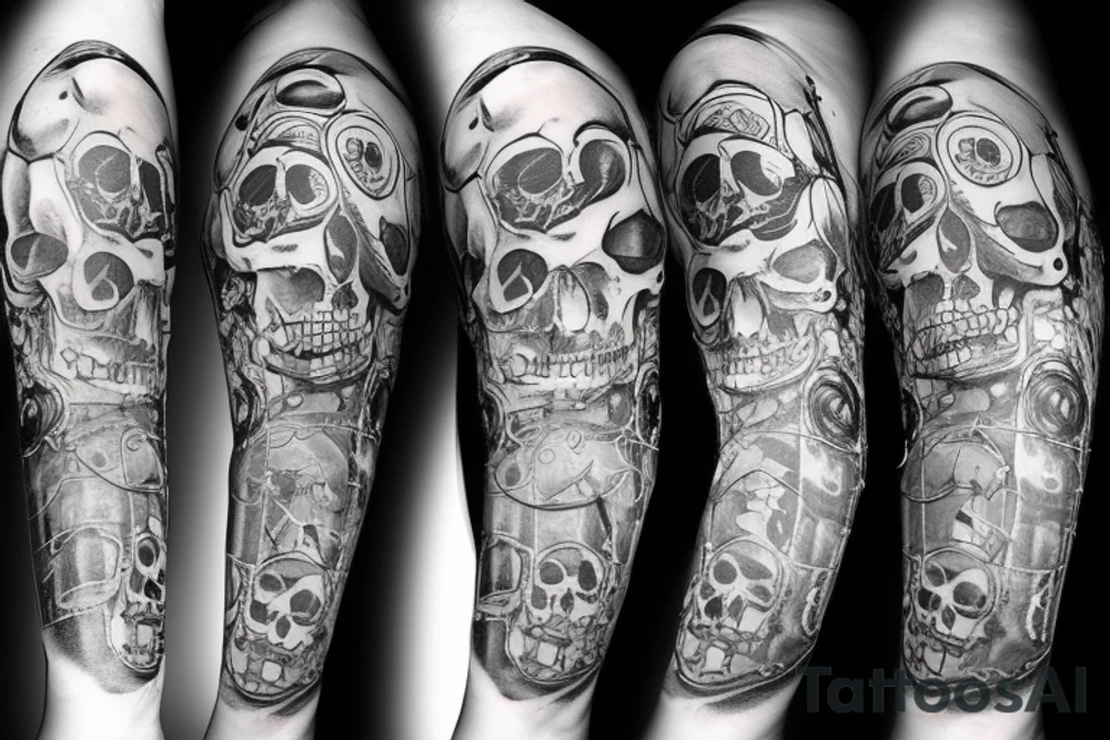 Skull inside an hourglass tattoo idea