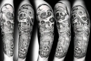 Skull inside an hourglass tattoo idea