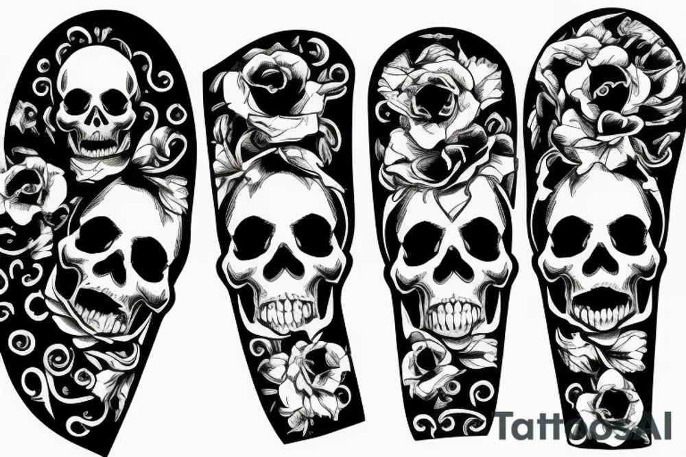 Skull inside an hourglass tattoo idea