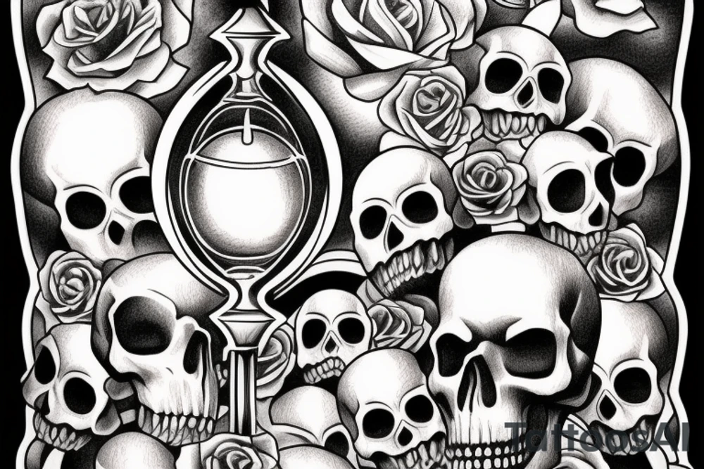 Skull inside an hourglass tattoo idea