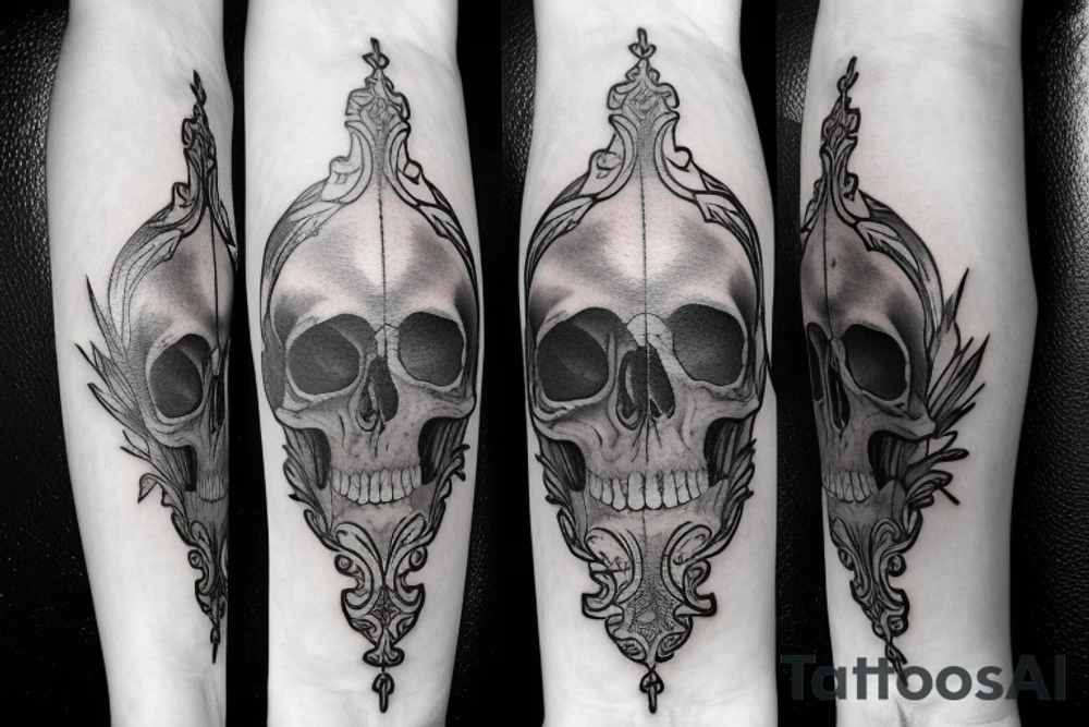 Skull inside an hourglass tattoo idea