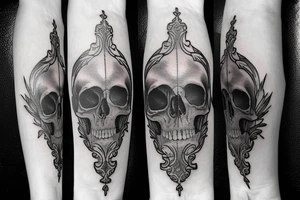 Skull inside an hourglass tattoo idea