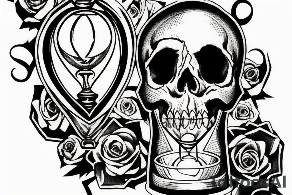 Skull in the bottom of an hourglass tattoo idea