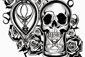 Skull in the bottom of an hourglass tattoo idea