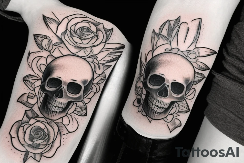 Skull in the bottom of an hourglass tattoo idea