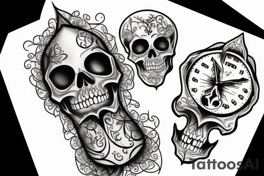 Skull in the bottom of an hourglass tattoo idea