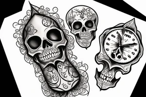 Skull in the bottom of an hourglass tattoo idea