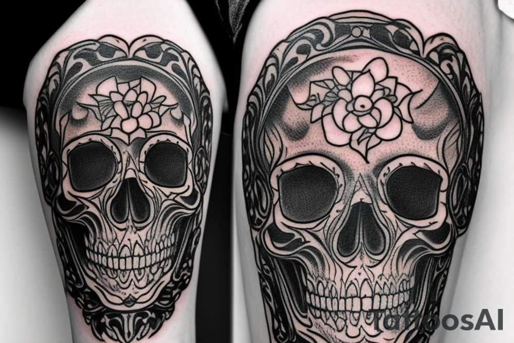Skull in the bottom of an hourglass tattoo idea