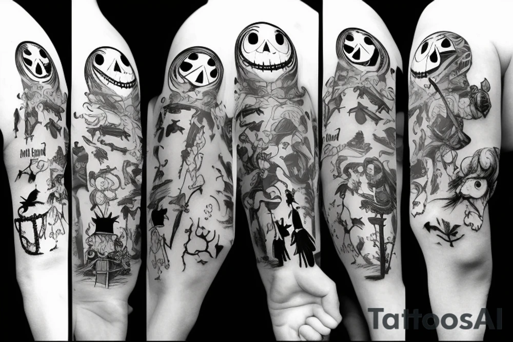 sleeve
Harry Potter
Nightmare before christmas
Male Disney tattoo idea