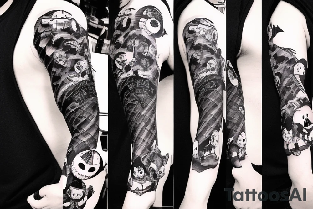 sleeve
Harry Potter
Nightmare before christmas
Male Disney tattoo idea