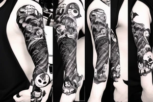 sleeve
Harry Potter
Nightmare before christmas
Male Disney tattoo idea