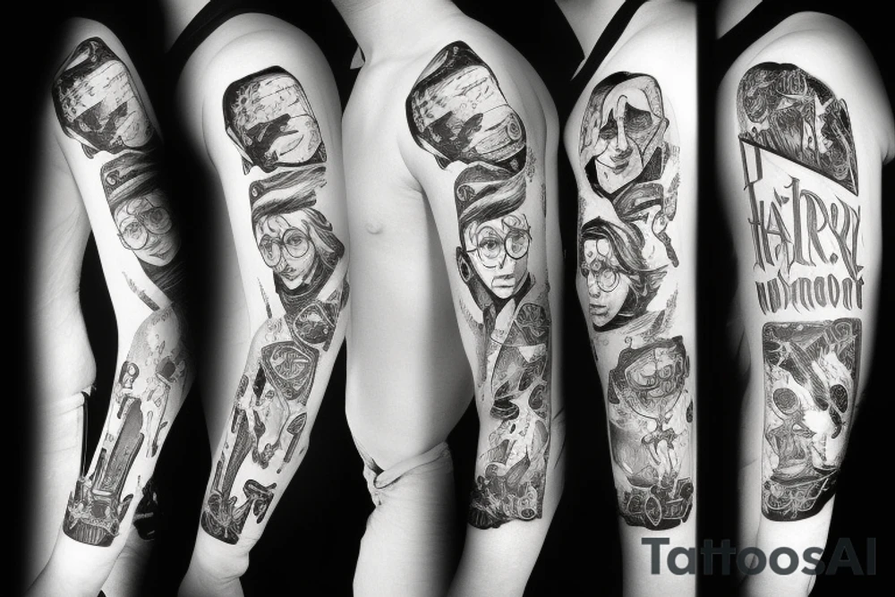 harry potter 
sleeve tattoo idea