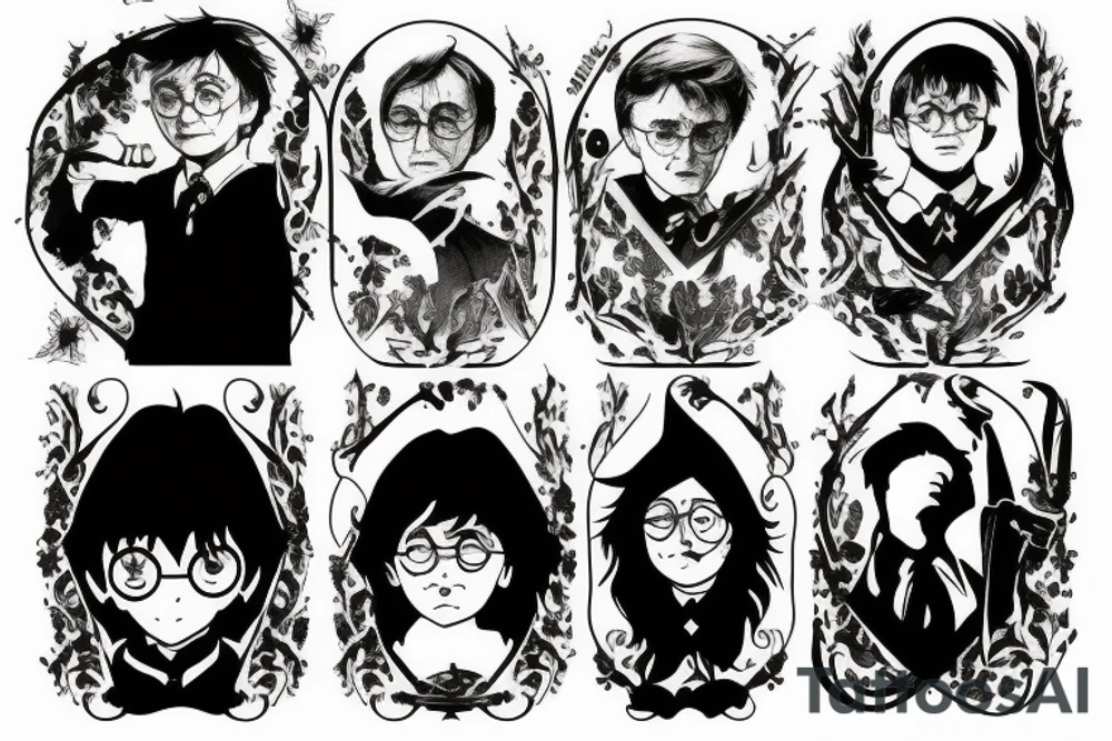 harry potter 
sleeve tattoo idea