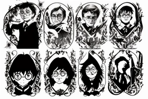 harry potter 
sleeve tattoo idea
