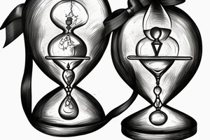 surreal sketch of an hourglass dripping on a skull with ribbon around the hourglass saying "Memento Mori" tattoo idea