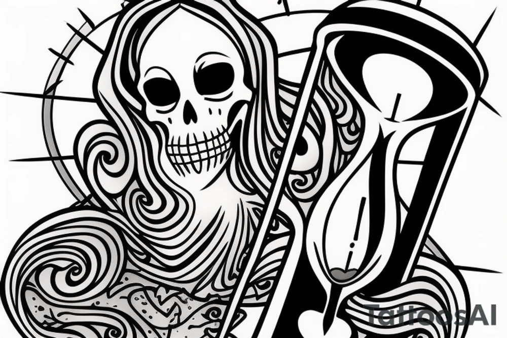 Grim reaper holding an hourglass.  Memento Mori tattoo idea