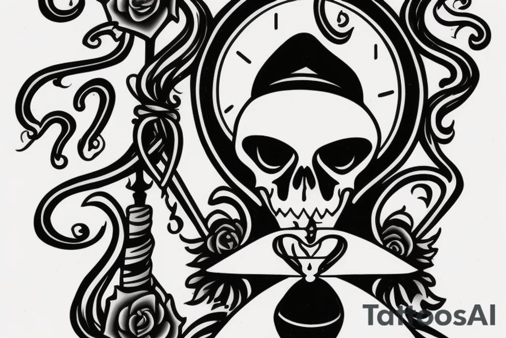 Grim Reaper holding an hourglass.  Memento Mori tattoo idea