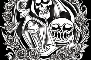 Grim Reaper holding an hourglass.  Memento Mori tattoo idea