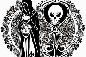 Grim Reaper holding an hourglass.  Memento Mori tattoo idea
