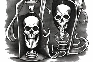 Grim Reaper holding an hourglass as a lantern with a skull in the bottom of it tattoo idea