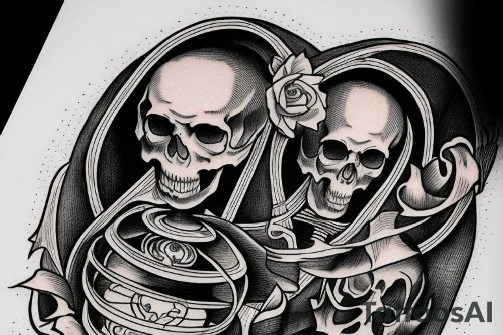 Grim Reaper holding an hourglass as a lantern with a skull in the bottom of it tattoo idea