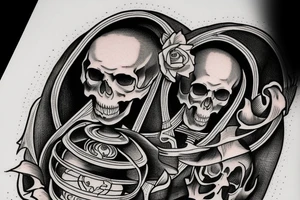 Grim Reaper holding an hourglass as a lantern with a skull in the bottom of it tattoo idea