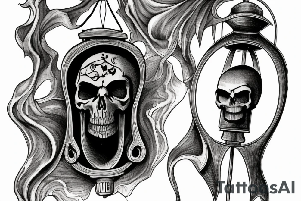 Grim Reaper holding an hourglass as a lantern with a skull in the bottom of it tattoo idea