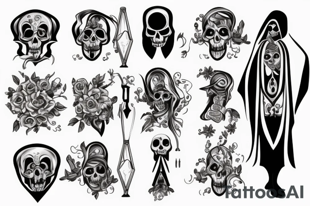 Mystical grim reaper with an hourglass tattoo idea
