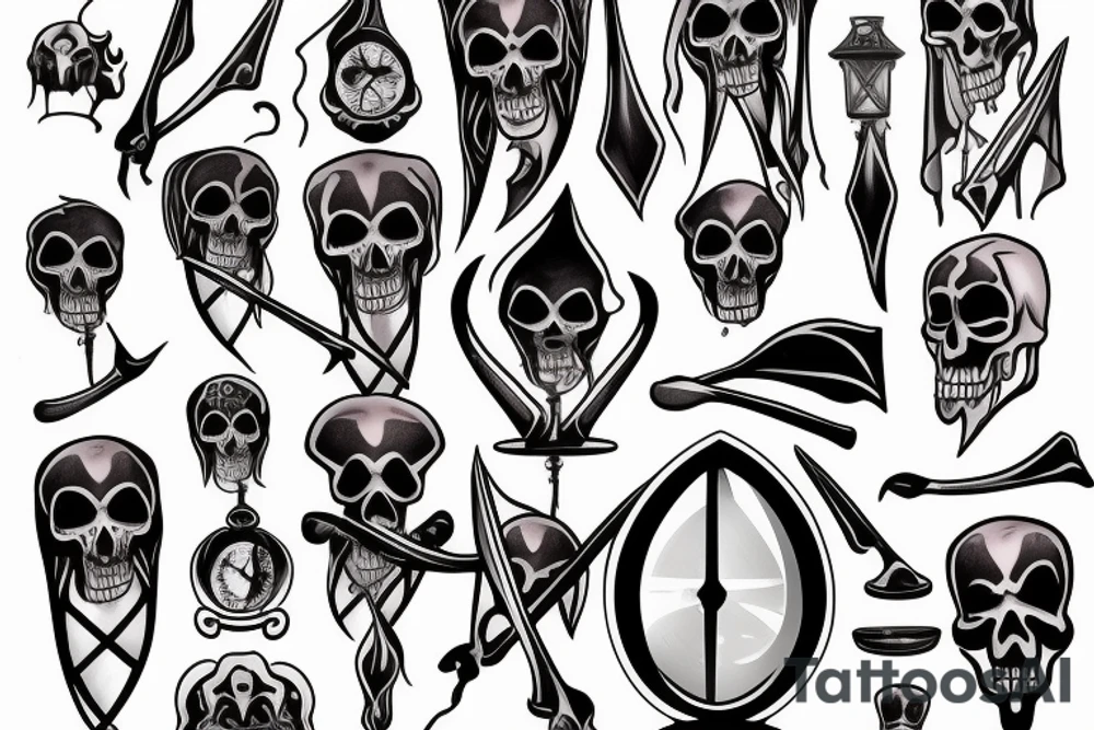 Mystical grim reaper with an hourglass tattoo idea