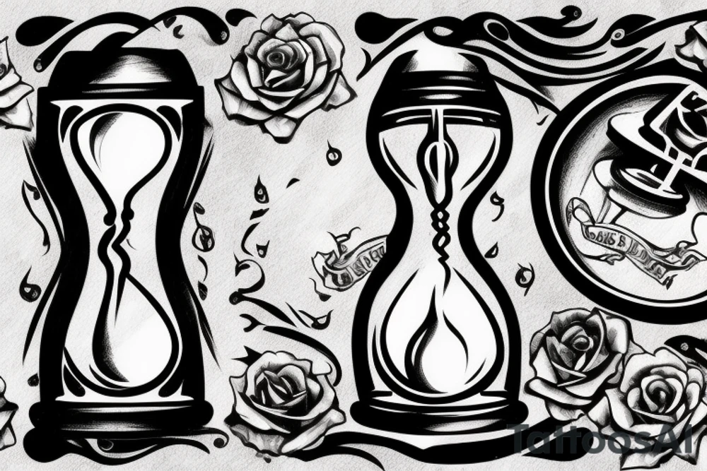 Empty Grave with an hourglass on the tombstone tattoo idea