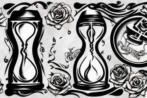 Empty Grave with an hourglass on the tombstone tattoo idea