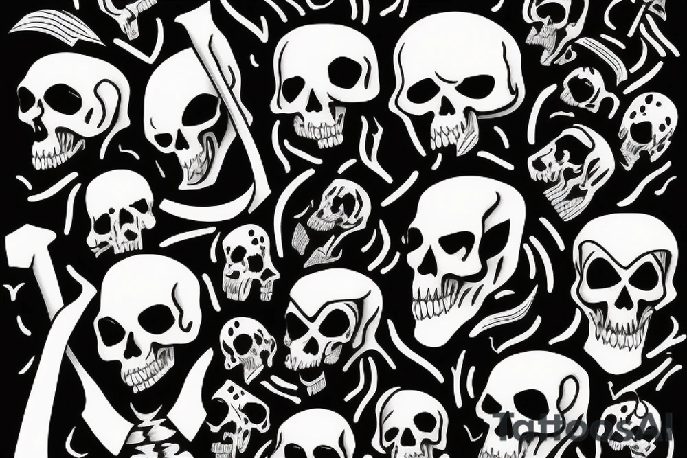 Grim Reaper standing next to my own empty grave and tombstone tattoo idea