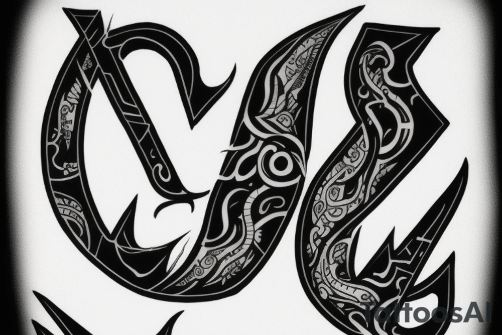 artistic letters "INAM" tattoo idea