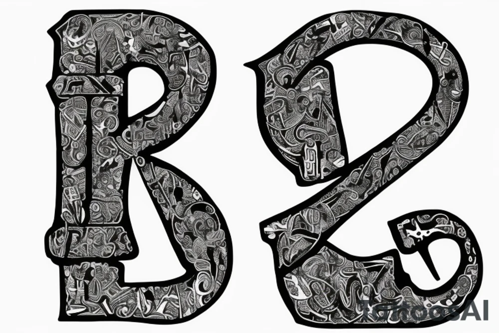 artistic letters "I" "N" "A" "M" tattoo idea