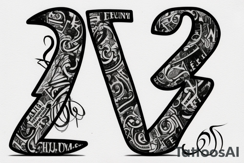 artistic letters "I" "N" "A" "M" tattoo idea