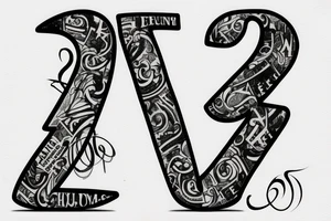 artistic letters "I" "N" "A" "M" tattoo idea